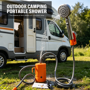 Promotion : Douche de <span class=keywords><strong>camping</strong></span> portable rechargeable en PVC 5L, ensemble de douche électrique portatif pour extérieur, randonnée, dortoir étudiant, douche pour animaux de compagnie, voiture - Product Image 1
