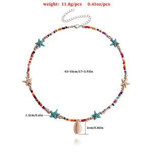 Bijoux de Bohème Coloré Perle de Rocaille Étoile de Mer Shell Pendentif pour Femmes Style Océan Collier pour Femmes - Product Image 5