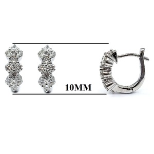 Boucles d'oreilles créoles fines en or blanc massif 18 carats avec diamants véritables, design romantique, haute qualité, vente en gros, cadeau de mariage pour femme - Product Image 2