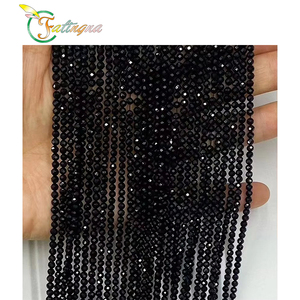 Fatingna Jewelry Wholesale High Quality Natural Cut <strong>Black</strong> Spinel Strand <strong>Beads</strong> for DIY Women Men Bracelet Necklace - Product Image 1