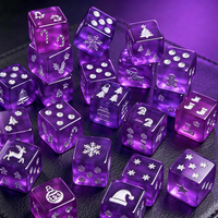 Dés à jouer en résine non toxique, 7 pièces par set, paillettes violettes, dés magiques d'alchimie