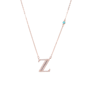 Collar Unisex con Colgante de Letra Inglesa (26 Letras), Plata de Ley Turquesa, Estilo Clásico y Estético, para Aniversario, <span class=keywords><strong>Cadena</strong></span> de Eslabones de <span class=keywords><strong>40</strong></span>+5 cm, Religioso - Product Image 1