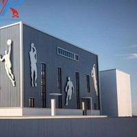 Gymnase moderne en structure métallique, arène sportive complète préfabriquée pour le basketball et le badminton, bâtiment de stade