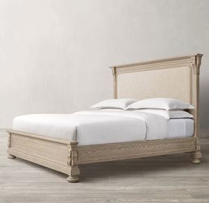 Cama Doble de Madera Maciza de 1.8m, Estilo Rústico Americano Retro, para Recámara Principal, con Cabecera Alta, Modelo Villa, Personalizable - Product Image 5