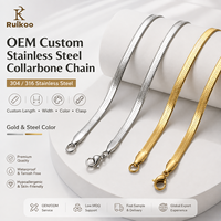 Collier chaîne serpent à chevrons tendance en acier inoxydable 304 316, personnalisé OEM, pour femme, bijoux plats pour clavicule, Ruikoo