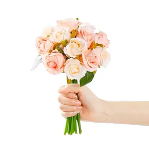 2024 new simulation 12 small roses high-grade silk fake flowers photography hand bouquet Valentine's Day gift