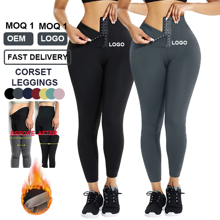 Logo Kustom Celana Legging Pembentuk Perut Wanita, Celana Legging Fitness Pinggang Tinggi Hangat