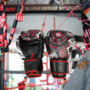 Gants de boxe imprimés à doigts complets pour l'entraînement aux arts martiaux, avec support de poignet auto-agrippant pour la gym et le combat - Product Image 4
