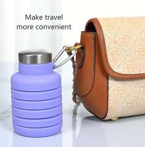 Bouteille d'eau pliable portable en silicone de 500ml de qualité alimentaire facile à transporter avec couvercle pour usage extérieur - Product Image 3