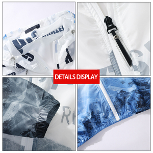 ODM Custom <strong>Men</strong> Streetwear Dyed <strong>Thin</strong> Lightweight Windbreaker <strong>Jacket</strong> 100% Polyester Digital Printing Letter Hooded Loose Fit - Product Image 5