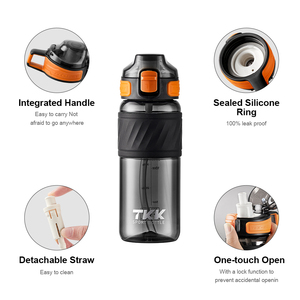 Bouteille <span class=keywords><strong>d</strong></span>'<span class=keywords><strong>eau</strong></span> Tritan sans BPA de 500 ml pour enfants, avec paille, anti-fuite, manchon en silicone antidérapant, compatible <span class=keywords><strong>eau</strong></span> bouillante - Vente en gros - Product Image 6