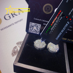 Pendientes de Botón Grandes y Gruesos de 14 mm con Incrustaciones de Diamantes, Joyería de Rapero, Certificación GRA, Probador de Diamantes, Pendientes de Botón de Moissanita 925 - Product Image 2