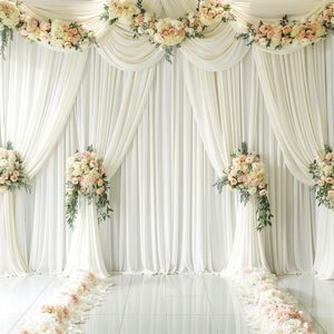 Tissu en Soie Lactée Effet Drapé pour Décoration de Mariage, <span class=keywords><strong>Rideau</strong></span> de Scène, Décoration Murale Élégante Personnalisable pour Fêtes Nuptiales et Projets DIY - Product Image 1