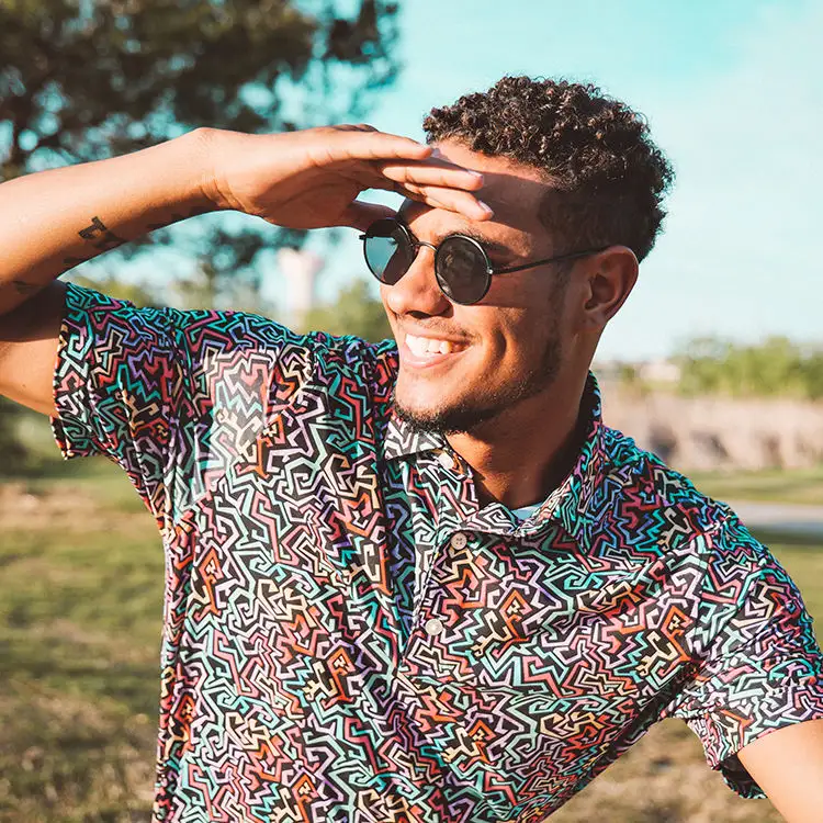 Camisa personalizada 88% poliéster 12% spandex, tintura subolhada para homens de secagem rápida sem colarinho