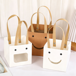 Manufacturer Wholesale In-stock Eco-friendly Kraft <b>Paper</b> Bag Square Visible Window Portable Bag Multi-size for Gift Packaging - Product Image 2