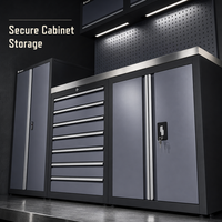 Armoire de rangement d'outils pour atelier de réparation de garage, double unité, compartiments supérieurs, portes verrouillables, tiroirs, OEM, capacité de charge 500 kg