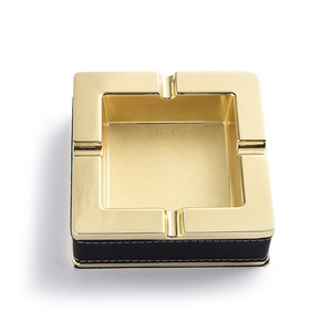 Luxury Souvenir Antique Ashtray Eco-Friendly Reusable Custom Logo <b>Drop</b> Proof Gold Plated Metal Ashtray - Product Image 1