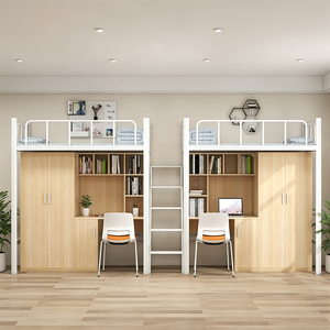 <span class=keywords><strong>Cama</strong></span> Alta Doble Contemporánea de Acero y Madera con Escritorio Espacioso y Armario para Dormitorio Principal - Product Image 5