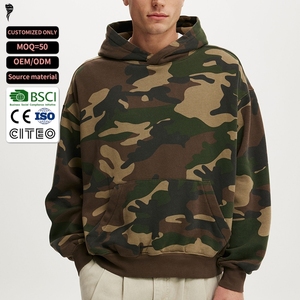 New Arrival Custom <b>Camo</b> Print Fleece <b>Hoodie</b> Oversized Heavyweight Pullover Hooded Sweatshirt <b>for</b> <b>Men</b> - Product Image 1