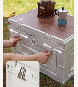 Boîte de rangement <span class=keywords><strong>pliable</strong></span> empilable en plastique, grande capacité, épaissie, pour <span class=keywords><strong>camping</strong></span> extérieur, caisses pliantes portables, armoire de voiture - Product Image 5
