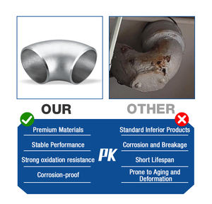 공장 맞춤형 8인치 10인치 201 304 316 316L 등급 90도 스테인리스 스틸 파이프 피팅 엘보 - Product Image 5