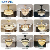 Ventilateur de plafond LED rétractable invisible 42 pouces 3CCT dimmable 40W avec éclairage cristal pour salon, haute performance et économique