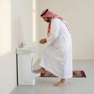 Lavabo Ovalado de Cerámica 2 en 1 para Lavado de Pies (Wudu), <span class=keywords><strong>con</strong></span> <span class=keywords><strong>Pedestal</strong></span>, para Baño de Hotel y Uso Doméstico - Product Image 3