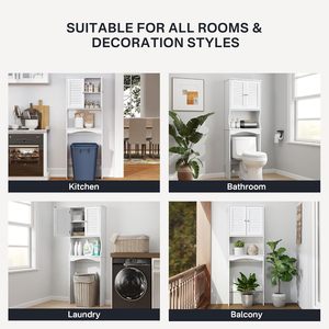 Étagère <span class=keywords><strong>en</strong></span> <span class=keywords><strong>bois</strong></span> moderne <span class=keywords><strong>pour</strong></span> salle de bain au-dessus des toilettes avec armoire de rangement - Product Image 5