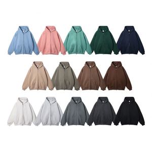 Hot-selling Custom No Drawstring Zip-Up Hoodies Blank Plain Oversized Fleece Zip up Fit Boxy Hoodie High Quality Men's Hoodies - Product Image 2