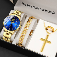 Montre à quartz pour homme la plus vendue, ensemble de 4 pièces, bracelet en maille, cadran de 40 mm, bracelet en acier inoxydable, pour le commerce transfrontalier