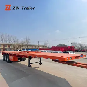 ZW – remorque commerciale 3 essieux extensible, 40 pieds, 60 tonnes, châssis à plat, plate-forme à plat, semi-remorque