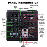 Console audio DJ professionnelle TD4 2 canaux, 48V USB MP3 99 DSP, cartes son et mélangeurs haut de gamme
