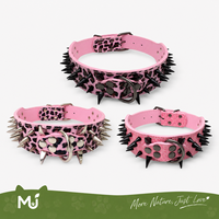Collier pour chien en cuir PU large, clouté, motif crocodile et léopard, réglable, pour chiens de taille moyenne à grande, vente en gros