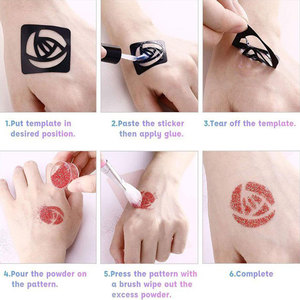 <strong>Kids</strong> Adult Party Glitters Makeup Brushes Set 12 Color Face Body Temporary Stickers Glitter <strong>Tattoo</strong> <strong>Kit</strong> - Product Image 6