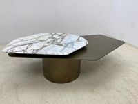 Table basse en marbre de forme irrégulière, moderne et minimaliste, de luxe, avec pieds en acier inoxydable réglables en hauteur, pour le salon