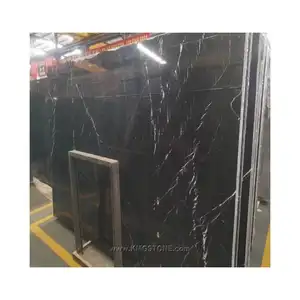 China Factory Polished Black Marquina Nero Marquina Marble Slab Natural Honed Surface Finish for Kitchen Floor
