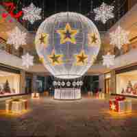 Ballon lumineux géant de Noël 3D en forme de montgolfière pour événements commerciaux en extérieur