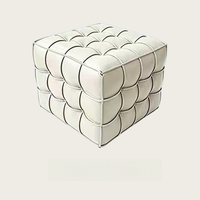 Leder-Ottoman Würfelhocker Gesteppter Gitter-Fußhocker Sofa für Wohnzimmer Eingangsbereich Flur Schuh-Designer Pouf Taburete De Cuero