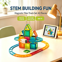 Jeu de tuiles magnétiques 42 pièces, mini blocs, jouet éducatif STEM pour tout-petits, kit d'apprentissage portable, vente chaude