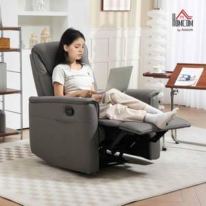 Sillón <span class=keywords><strong>Reclinable</strong></span> Eléctrico Ergonómico Moderno con <span class=keywords><strong>Control</strong></span> Remoto, Cojín Grueso Acolchado con Resortes, Piel Sintética, Ajuste Manual, Reposapiés - Product Image 1