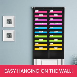 <b>Folder</b> <b>Pocket</b> Chart 20 <b>Pockets</b> Wall Mounted Hanging Organizer For Office School Classroom Stationery Storage Black Non Woven - Product Image 6