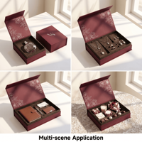 Boîte cadeau magnétique bordeaux avec livraison rapide mondiale, texture de qualité supérieure, style pliable, luxe classique