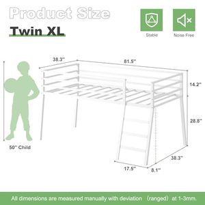 <span class=keywords><strong>Lit</strong></span> mezzanine double, <span class=keywords><strong>lit</strong></span> mezzanine bas en métal pour <span class=keywords><strong>junior</strong></span> avec escalier et barrière de sécurité, silencieux et gain de place, <span class=keywords><strong>blanc</strong></span> - Product Image 4