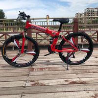 Vélo pliable à prix d'usine, vélo de montagne à double suspension 24/26 pouces, vélo pliable en acier à haute teneur en carbone, roue intégrée