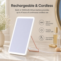 Nouveau design de miroir LED miroir de courtoisie portable miroir de maquillage rechargeable avec lumières