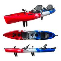 Nouvelle Arrivée Bateau 13t Tandem 2 Personnes 3 Pièces Amovible Modulaire Fin Rabat Pédale Kayak De Pêche Avec Boîte Paquet