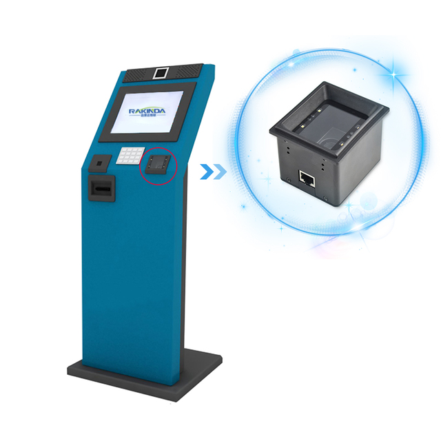 RS232 or USB 2D Fixed Mount Barcode Scanner Reader for Kiosk or Turnstile Mobile Access Control Vending Machine White Light LED