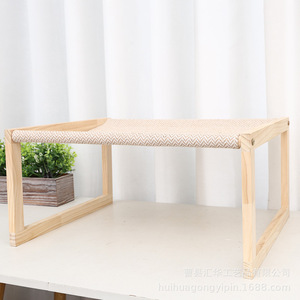 Hamaca de madera para gatos de interior, cama elevada para gatos, silla para gatos con marco de madera, cama para gatos montada en la pared, cama portátil para mascotas. - Product Image 1