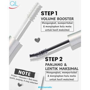 QL Eye Catching 2 Step <b>Mascara</b> Curly in rich black, a halal-certified, chemical cream formula that delivers stunning - Product Image 4