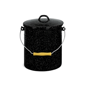 Cubo con tapa 10 L 32 cm 25 cm esmaltado negro moteado - Product Image 2